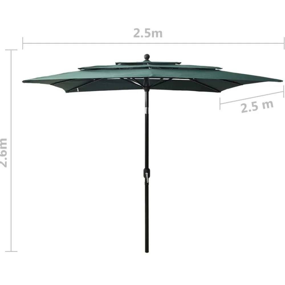 Maison Exclusive Parasols, Voiles D’Ombrage | - Parasol de jardin à 3 niveaux avec mât en aluminium vert