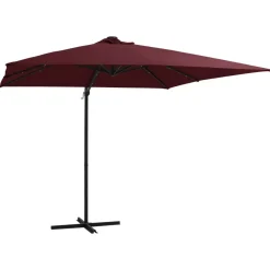 Maison Exclusive Parasols, Voiles D’Ombrage | - Parasol de jardin en porte-à-faux lumières led mât en aluminium