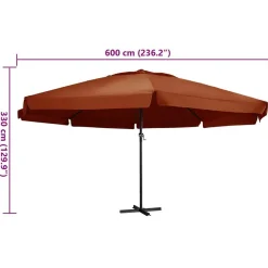 Maison Exclusive Parasols, Voiles D’Ombrage | - Parasol de jardin en porte-à-faux avec mât en acier taupe