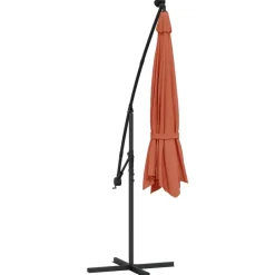Maison Exclusive Parasols, Voiles D’Ombrage | - Parasol de jardin en porte-à-faux avec lumières led terre cuite