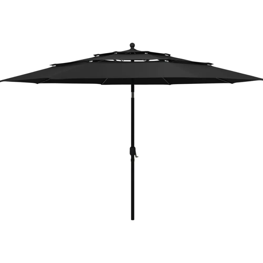 Maison Exclusive - Parasol de jardin à 3 niveaux avec mât en aluminium noir 3,5 m Discount