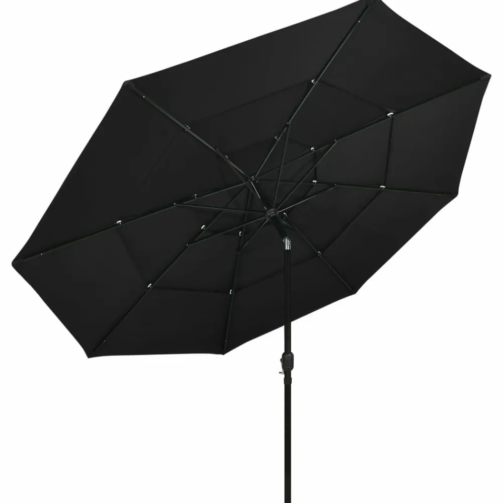 Maison Exclusive - Parasol de jardin à 3 niveaux avec mât en aluminium noir 3,5 m Discount