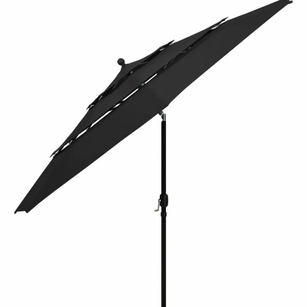 Maison Exclusive - Parasol de jardin à 3 niveaux avec mât en aluminium noir 3,5 m Discount