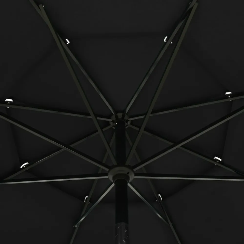 Maison Exclusive - Parasol de jardin à 3 niveaux avec mât en aluminium noir 3,5 m Discount
