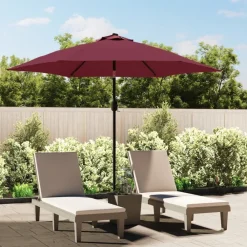 Maison Exclusive Parasols, Voiles D’Ombrage | - Parasol de jardin en porte-à-faux et lumières led mât en acier