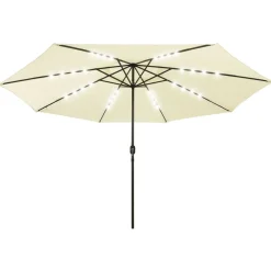 Maison Exclusive Parasols, Voiles D’Ombrage | - Parasol de jardin avec lumières led et mât en métal 400cm sable