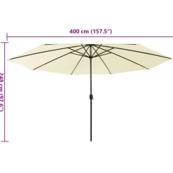 Maison Exclusive Parasols, Voiles D’Ombrage | - Parasol de jardin avec lumières led et mât en métal 400cm sable