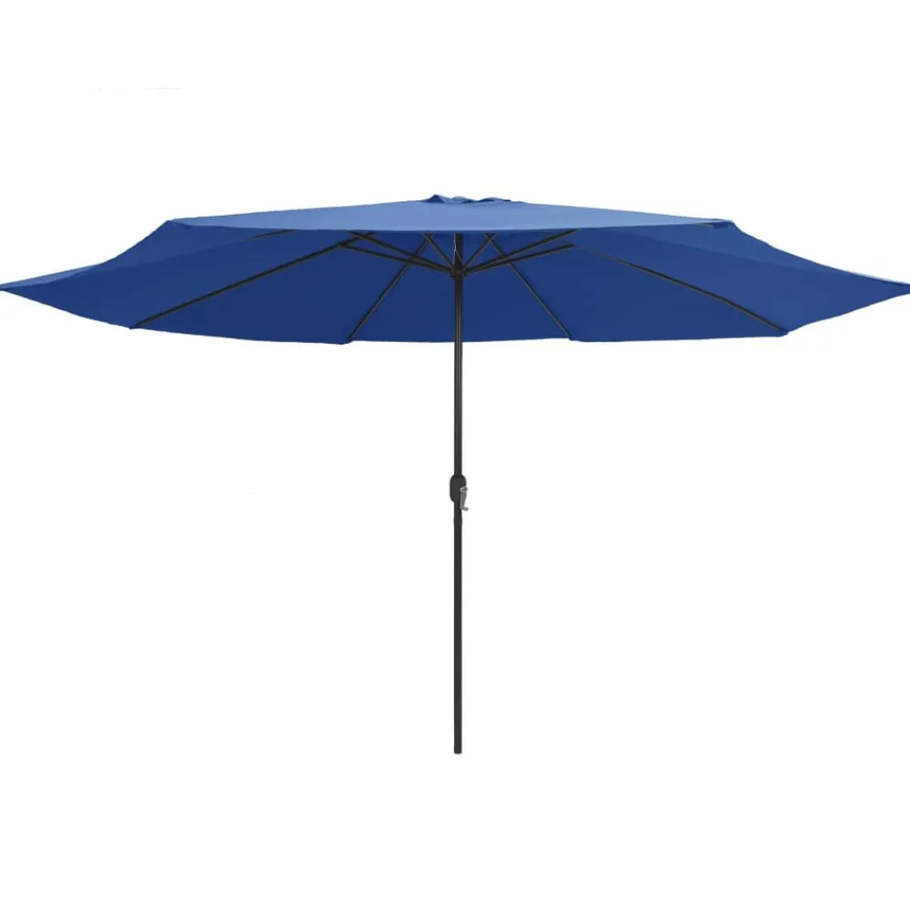 Maison Exclusive Parasols, Voiles D’Ombrage | - Parasol de jardin avec mât en métal 390 cm bleu azuré