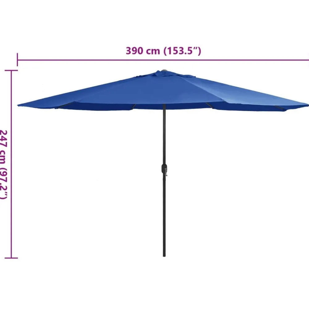 Maison Exclusive Parasols, Voiles D’Ombrage | - Parasol de jardin avec mât en métal 390 cm bleu azuré