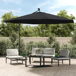 Maison Exclusive - Parasol de jardin en porte-à-faux avec lumières led noir 350 cm Outlet