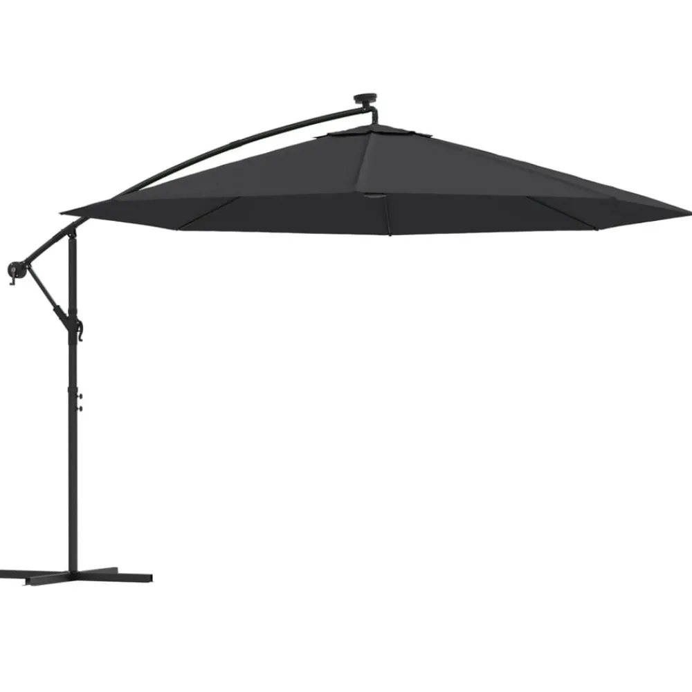 Maison Exclusive - Parasol de jardin en porte-à-faux avec lumières led noir 350 cm Outlet