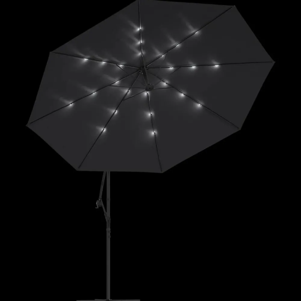 Maison Exclusive - Parasol de jardin en porte-à-faux avec lumières led noir 350 cm Outlet