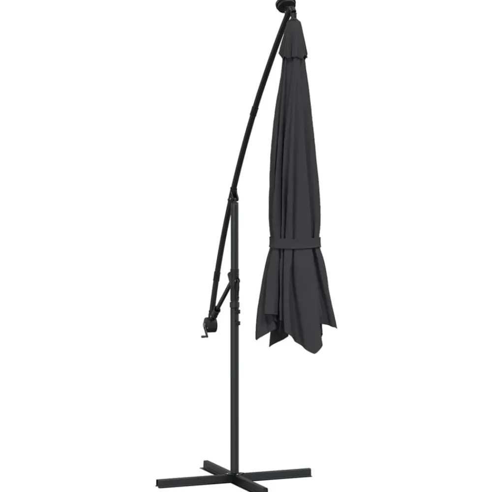 Maison Exclusive - Parasol de jardin en porte-à-faux avec lumières led noir 350 cm Outlet