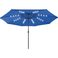 Maison Exclusive Parasols, Voiles D’Ombrage | - Parasol de jardin avec lumières led et mât en métal 400 cm noir