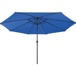 Maison Exclusive Parasols, Voiles D’Ombrage | - Parasol de jardin avec lumières led et mât en métal 400 cm noir