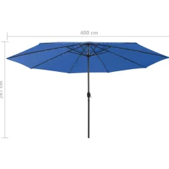 Maison Exclusive Parasols, Voiles D’Ombrage | - Parasol de jardin avec lumières led et mât en métal 400 cm noir