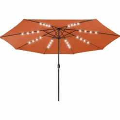Maison Exclusive Parasols, Voiles D’Ombrage | - Parasol de jardin avec lumières led et mât en métal terre cuite
