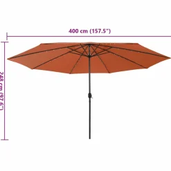 Maison Exclusive Parasols, Voiles D’Ombrage | - Parasol de jardin avec lumières led et mât en métal terre cuite