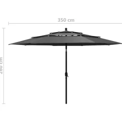 Maison Exclusive Parasols, Voiles D’Ombrage | - Parasol de jardin à 3 niveaux avec mât en aluminium anthracite