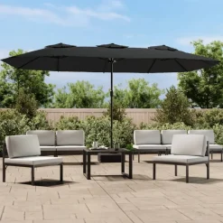 Maison Exclusive - Parasol de jardin à double tête avec led noir 449x265 cm Discount