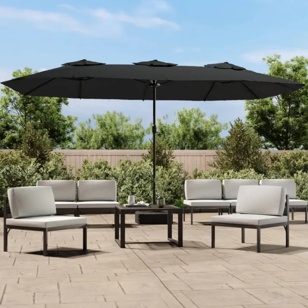 Maison Exclusive - Parasol de jardin à double tête avec led noir 449x265 cm Discount