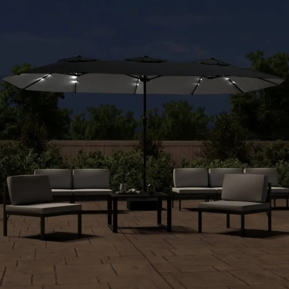 Maison Exclusive - Parasol de jardin à double tête avec led noir 449x265 cm Discount