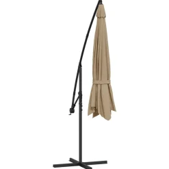 Maison Exclusive - Parasol de jardin en porte-à-faux et poteau en aluminium taupe Discount