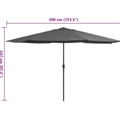 Maison Exclusive Parasols, Voiles D’Ombrage | - Parasol de jardin avec mât en métal 390 cm anthracite