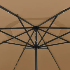 Maison Exclusive Parasols, Voiles D’Ombrage | - Parasol de jardin avec lumières led et mât en métal 400cm taupe