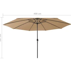 Maison Exclusive Parasols, Voiles D’Ombrage | - Parasol de jardin avec lumières led et mât en métal 400cm taupe