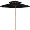 Maison Exclusive - Parasol à deux étages avec mât en bois noir 270 cm Discount