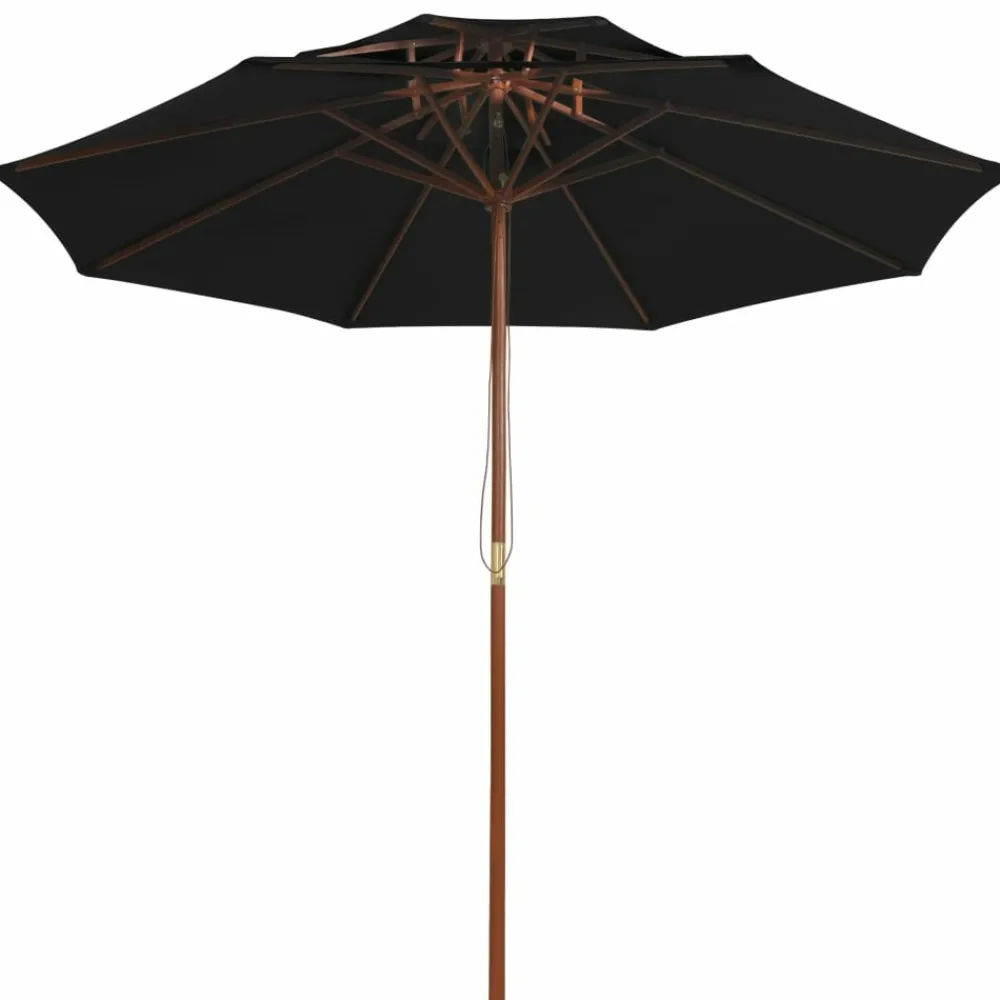 Maison Exclusive - Parasol à deux étages avec mât en bois noir 270 cm Discount