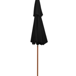 Maison Exclusive - Parasol à deux étages avec mât en bois noir 270 cm Discount