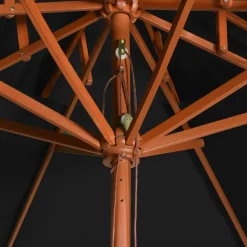Maison Exclusive - Parasol à deux étages avec mât en bois noir 270 cm Discount