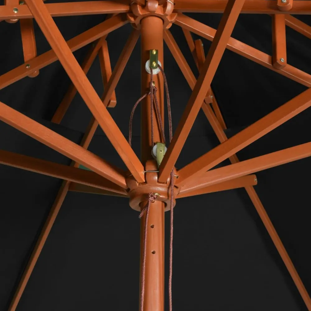 Maison Exclusive - Parasol à deux étages avec mât en bois noir 270 cm Discount