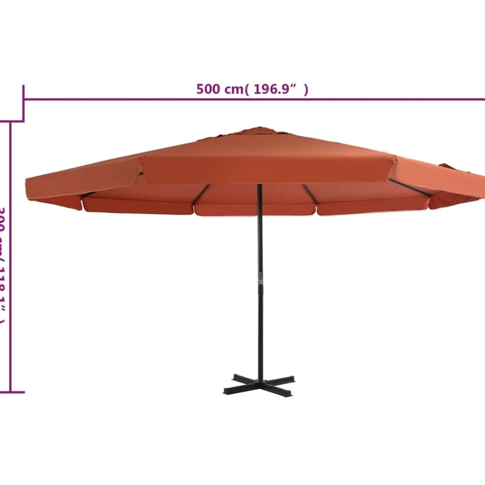 Maison Exclusive Parasols, Voiles D’Ombrage | - Parasol d'extérieur avec mât en aluminium 500 cm terre cuite