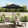Maison Exclusive - Parasol d'extérieur avec lumières led et mât en acier noir Best