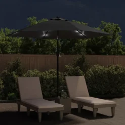 Maison Exclusive - Parasol d'extérieur avec lumières led et mât en acier noir Best
