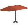 Maison Exclusive - Parasol d'extérieur avec poteau en aluminium terre cuite Hot