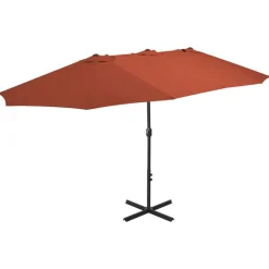 Maison Exclusive - Parasol d'extérieur avec poteau en aluminium terre cuite Hot