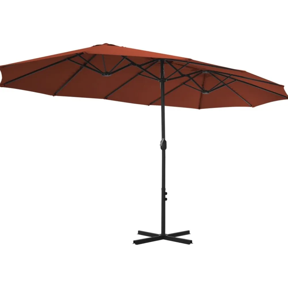Maison Exclusive - Parasol d'extérieur avec poteau en aluminium terre cuite Hot