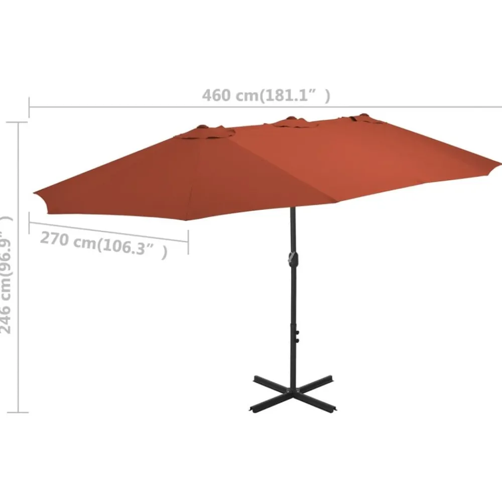 Maison Exclusive - Parasol d'extérieur avec poteau en aluminium terre cuite Hot