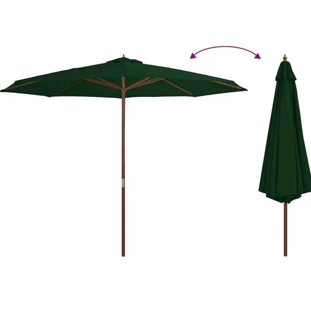 Maison Exclusive Parasols, Voiles D’Ombrage | - Parasol d'extérieur avec mât en bois 350 cm vert