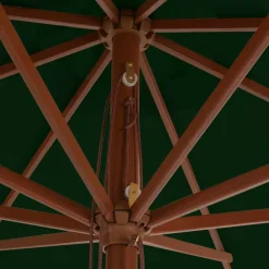 Maison Exclusive Parasols, Voiles D’Ombrage | - Parasol d'extérieur avec mât en bois 350 cm vert
