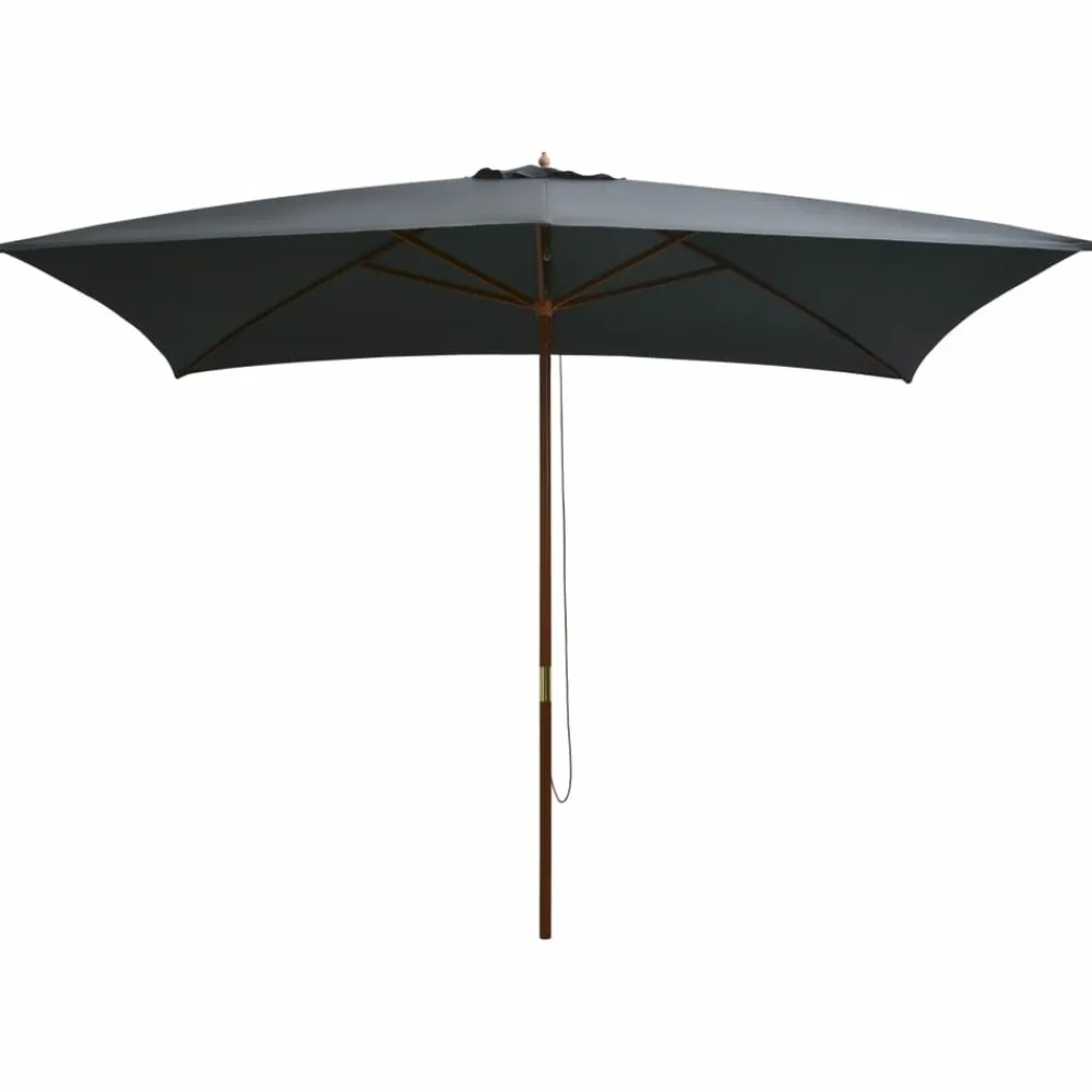 Maison Exclusive Parasols, Voiles D’Ombrage | - Parasol d'extérieur avec mât en bois 200x300 cm anthracite
