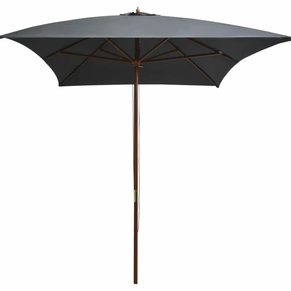 Maison Exclusive Parasols, Voiles D’Ombrage | - Parasol d'extérieur avec mât en bois 200x300 cm anthracite