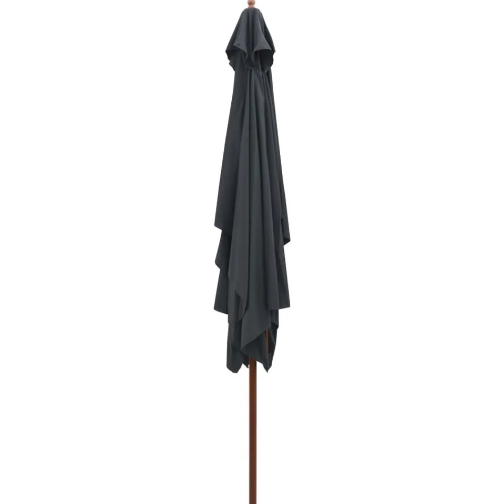 Maison Exclusive Parasols, Voiles D’Ombrage | - Parasol d'extérieur avec mât en bois 200x300 cm anthracite