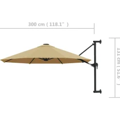 Maison Exclusive - Parasol mural avec mât métallique 300 cm taupe New