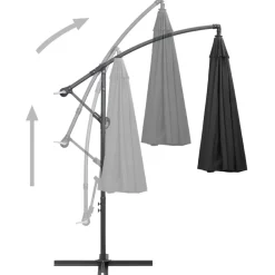 Maison Exclusive Parasols, Voiles D’Ombrage | - Parasol suspendu avec poteau anthracite 3 m