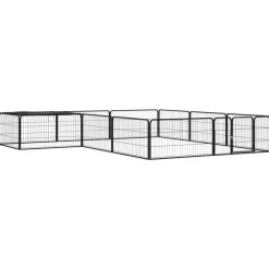 Maison Exclusive Niches, Paniers Et Transports | - Parc pour chien 12panneaux noir 100x50cm acier enduit de poudre
